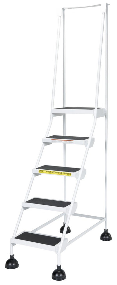 5 Step Commercial Spring Loaded Rolling Ladder - White